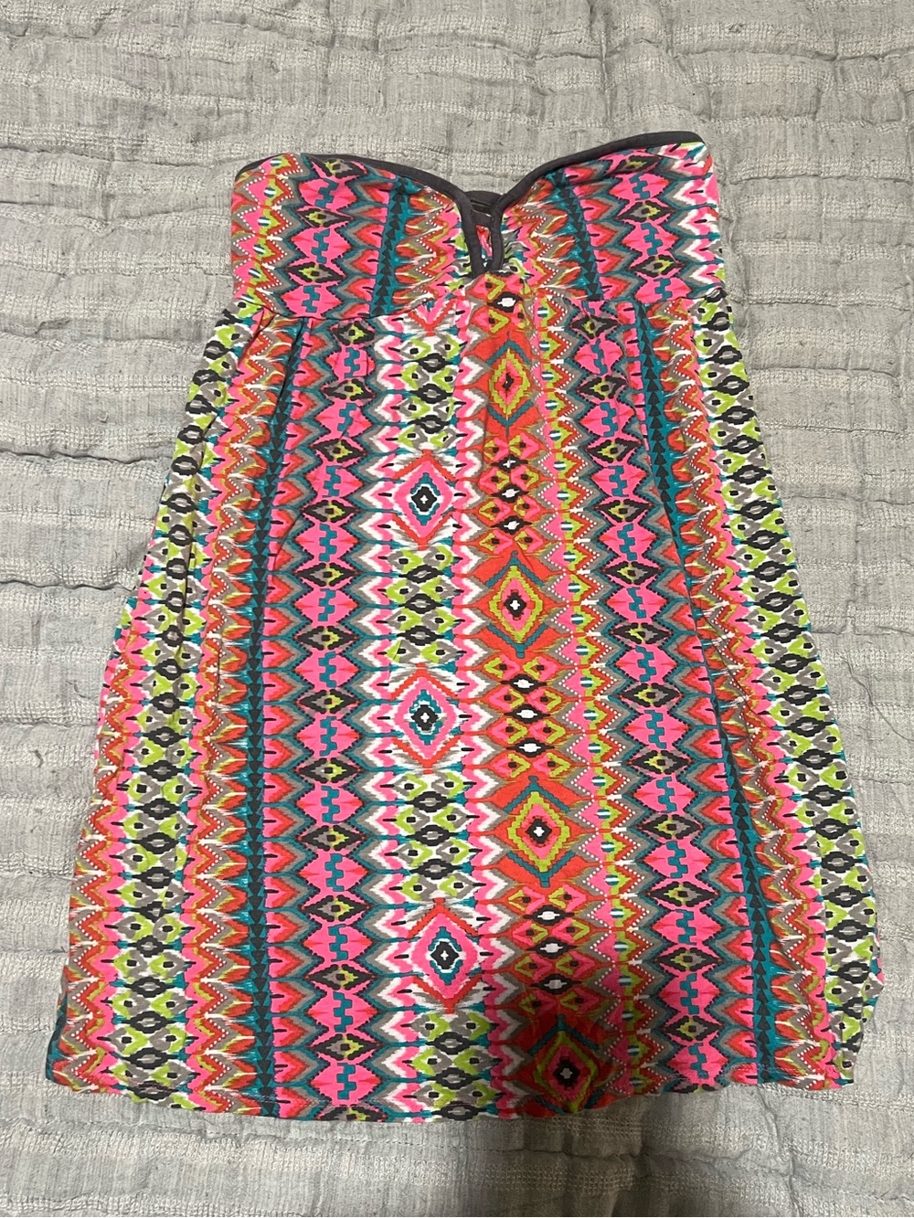 Strapless Tribal Print Sundress - Neon Multi